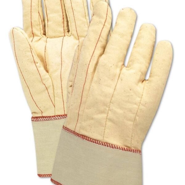 Cotton/Poly Double Palm Canvas Glove with 2 1/2" Safety Cuff, Work, Men Jumbo, White (12 Pairs)