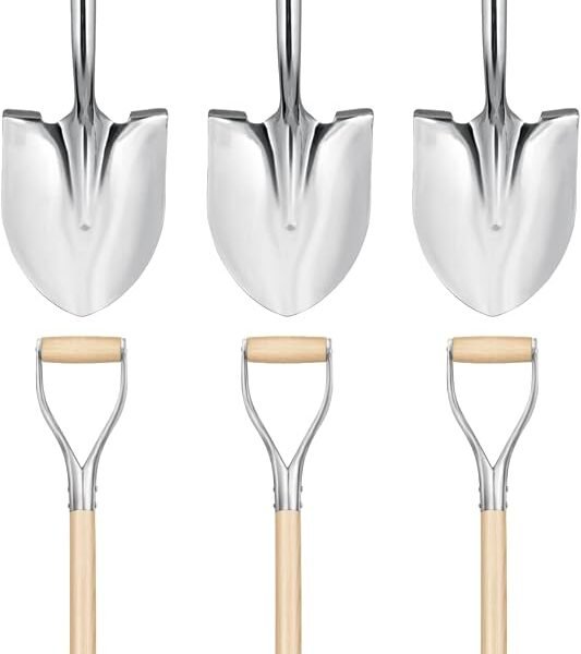 Polished Chrome Ceremonial Shovel with Steel/Wood D Handle Perfect for Groundbreaking Ceremonies, 44 5 Inch, 6 Pack