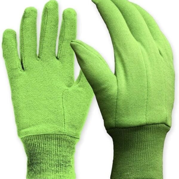 Cotton Jersey Garden Gloves, Green, Medium