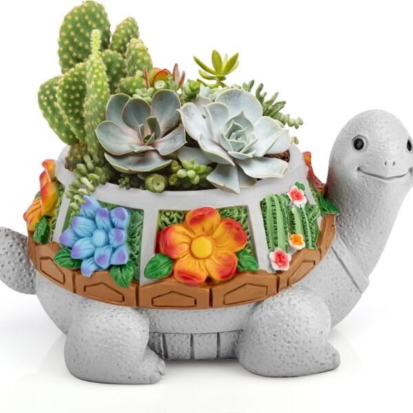 Succulent Plant Pots, Turtle Planter Flower Pots with Drainage Hole, Cute Planting Pots for Cactus, Succulent Planters for Indoor Plants Home Office Garden Flower Pot Gifts for Plants Lover