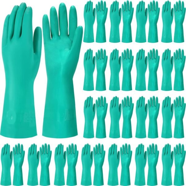 20 Pairs Chemical Resistant Gloves Heavy Duty Thick Nitrile Gloves Bulk for Cleaning, Resist Household Acid, Alkali and Oil
