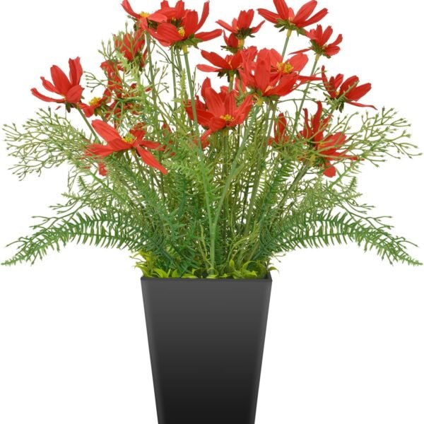 Silk Artificial Flowers Coreopsis Faux Flowers, Potted Floral Decor for Garden, Wedding, Office Table Decor Idea for Her or Him, Decorative Home Accessories(16 7 in, Red)