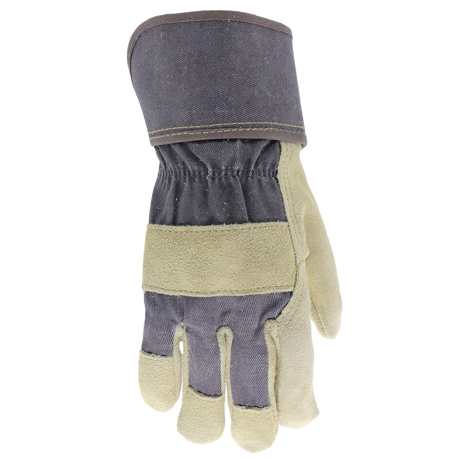 Women's Guard Split Cowhide Leather Palm Work Gloves, Extended Cuff, Leather Knuckle Strap, Straight Thumb, Abrasion Resistant, Small/Medium, Blue/Cream Image 2
