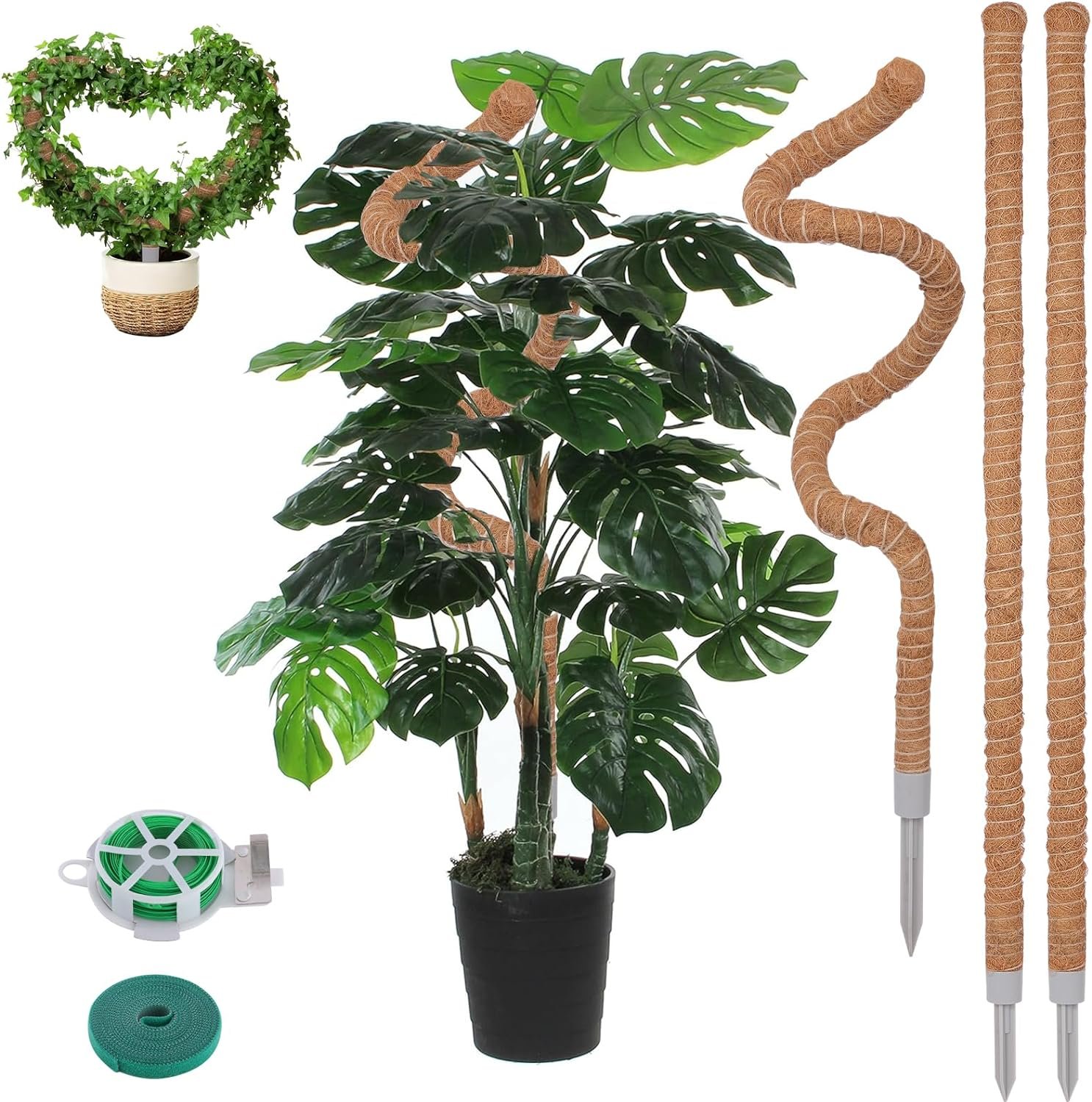 3 Pack Moss Pole, 50 Inch Monstera Plant Support, Tall Moss Poles for Climbing Plants Indoor DIY, Coco Coir Plant Pole Moss Plant Stick Support Stake Kit for Potted Plants, Pothos, Philodendron